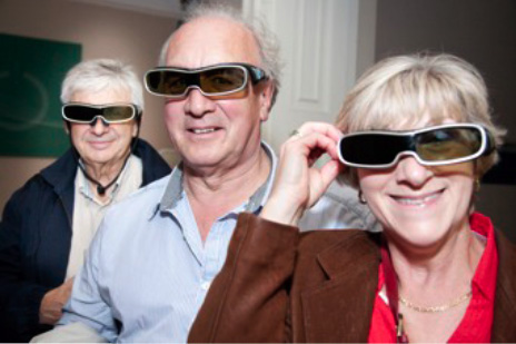 People wearing 3D glasses at Moss of Bath 3D TV Evening