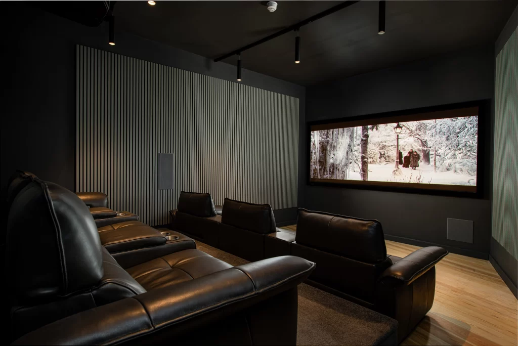 Image showing a home cinema screen with tiered seating